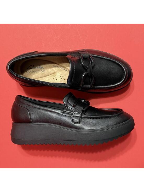 Clarks Shoes - Clark’s Collection Zylah May Black leather Loafer Jacket Ultimate Comfort Women